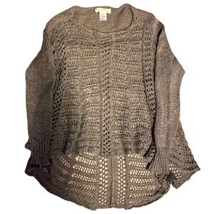 GRACE & LACE LS Bohemian Crochet HIGH low Hem Sweater